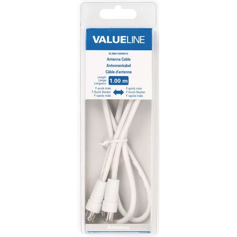 VLSB41300W10 Câble antenne coaxial coudé Coax Mâle (IEC) Valueline Coax Mâle (IEC) 1m (Blanc)