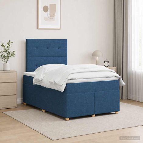 vidaXL Lit boxspring avec matelas Bleu 120 x 200 cm Tissu (1/5)