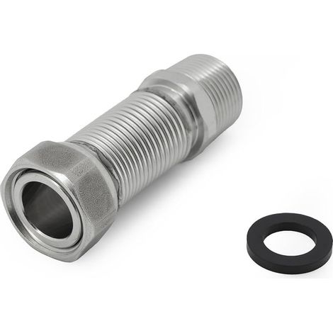 Tuyau Flexible Ondule en Acier Inoxydable de 3/4" 20/27 - Longueur Réglable de 75 à 130 mm - Tuyau de Raccordement Universel en Acier Inoxydable (1/5)