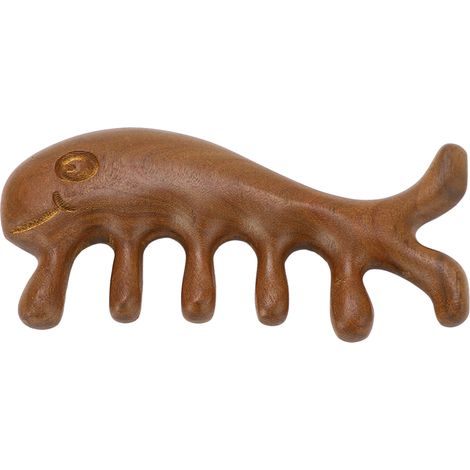 Peigne de massage Gua Sha à dents larges en bois de santal pour le cuir chevelu, en forme d'animal, pour la nuque, le dos et les bras (1/5)