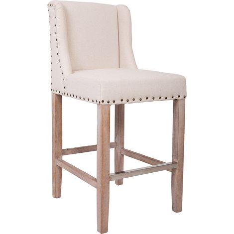 Taburete de madera y tapizado beige 48x58x67/104