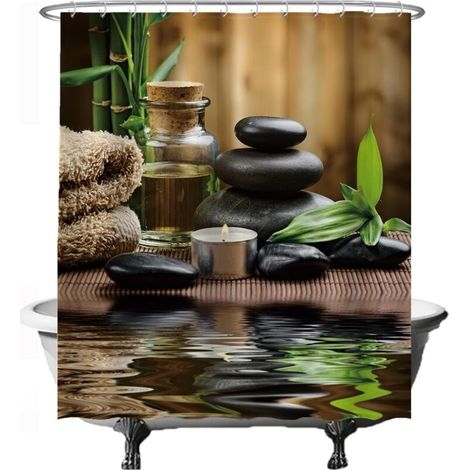 CCYKXAA 180 x 180 cm Grüner Duschvorhang Meditation Rost Natur Waschbar - Schimmelabweisend