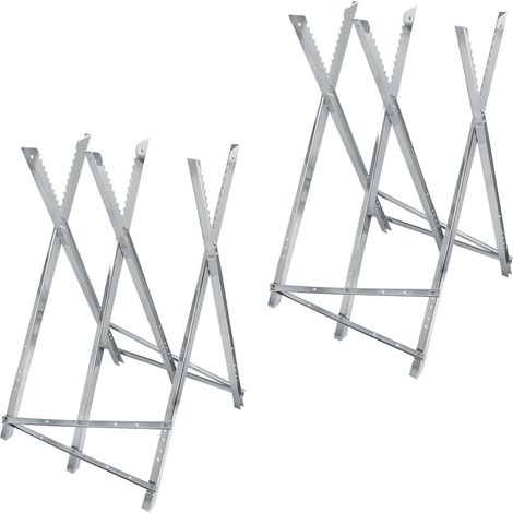 ECD Germany Juego de 2x Caballetes para Motosierras 83 x 74,5 x 84,5 cm hasta 150 kg Banco Aserradero para Ayuda Cortar Troncos de Madera Leña Bastidor con 3 Soportes Dentados Ajustable y Plegable