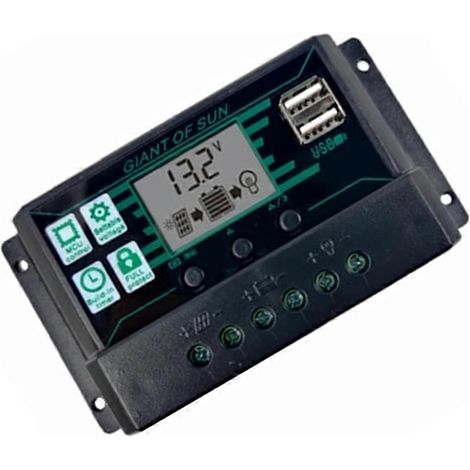Régulateur solaire PWM 50 A à double USB pour batterie LiFePO4, lithium, gel et plomb (1/5)