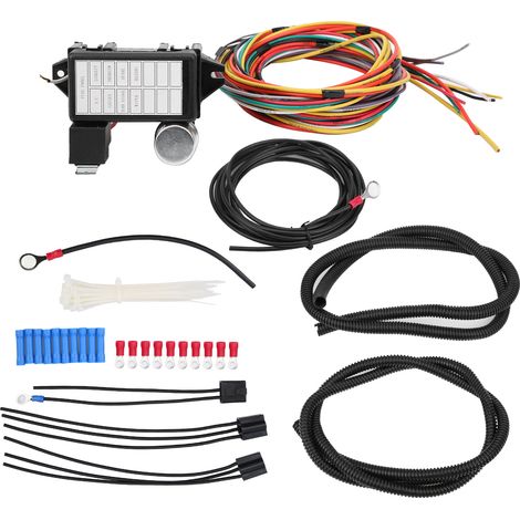 Kit de faisceau de câbles universel 12 V à 8 circuits avec fusibles, adapté aux muscle cars, hot rods et street rats (1/5)