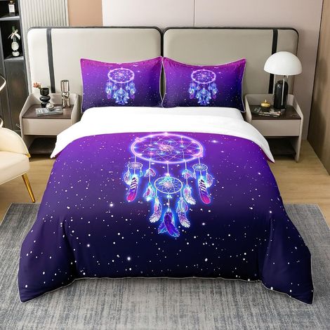 Attrapeur de rêves Enfants Housse de Couette 140x200cm 100% Coton Boho Attrapeur de rêves Parure de lit pour Filles Femmes Bohème Décor Literie Set Hippie Plume Tribal Chambre 2 pièces - 140 x 200 cm (1/5)