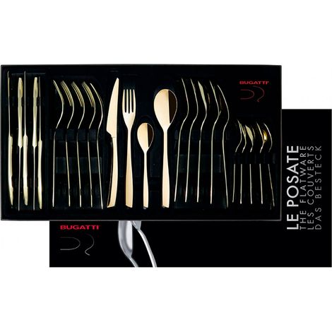 RIVIERA Champagne, Posate Set 24 Pz, Scatola Gallery, Casa Bugatti - Colore: Champagne Lucido (1/2)