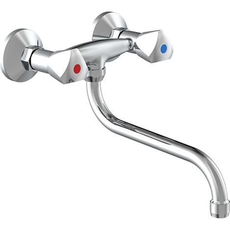 Prolenta Premium Wand-Spültischarmatur mit 2 Griffen CESTI Chrom (1/3)