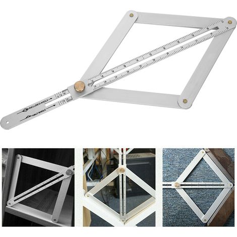 Règle rapporteur multifonction pliable 4 volets pour mesure d'angles et tracé de plafonds en diagonale (1/5)