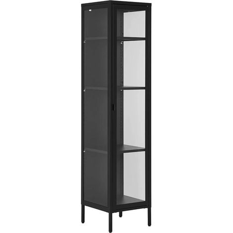 HENDRA - Vitrine 1 Portes Verre et Métal Noir H180cm (1/5)