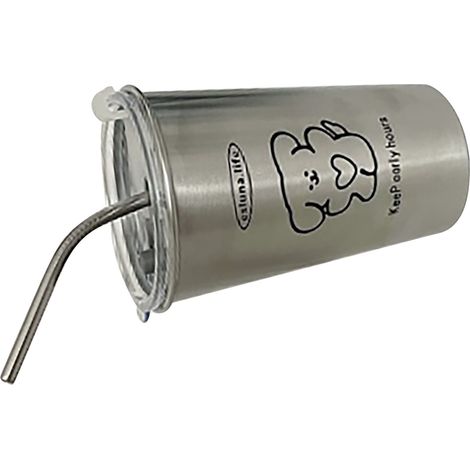 500 ml Edelstahl-Isolierbecher mit Metallstrohhalmdeckel, ideal für Reisen und zum Kalthalten von Getränken wie Kaffee, Wasser, Tee oder sogar für Ihren Hund. (1/4)