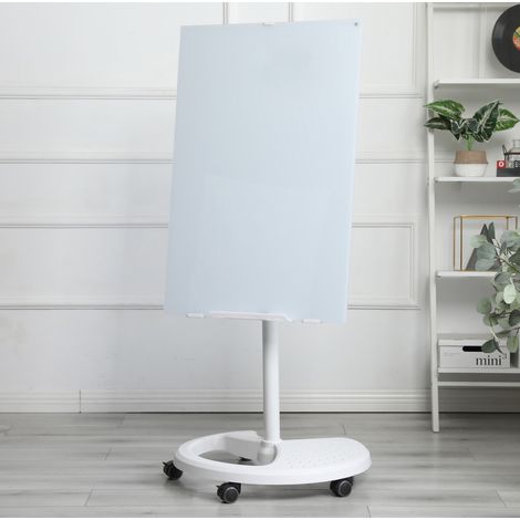 Tableau blanc magnétique 90 x 60 cm en verre trempé blanc, relevable pour bureau FloraGrace (1/5)
