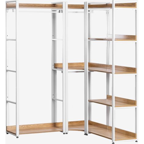 SKLUM Offenes modulares Eckschrank-Set mit 3 Teilen und Kleiderstange aus Stahl und Holz Ariaster Natürlich                                  
