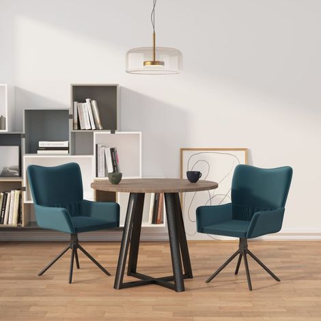 Chaises pivotantes de salle à manger 2 pcs Bleu Velours 10 (1/5)