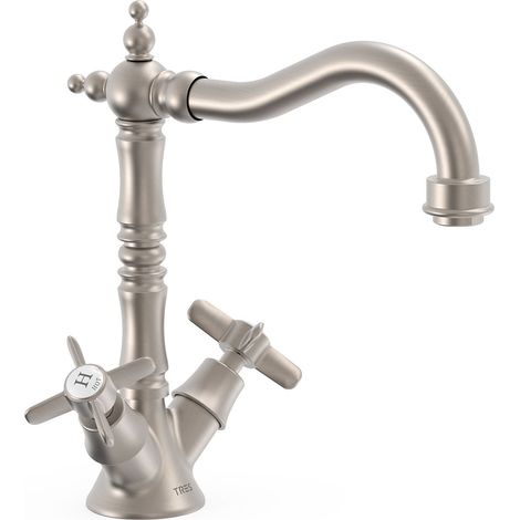 GRIFO BIMANDO PARA LAVABO CON VOLANTES. LATIGUILLOS DE