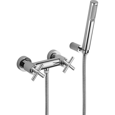 Zweigriff-Dusche-Mischbatterie Paffoni Quattro QTV168DCR  Chrom - Mit Duschset
