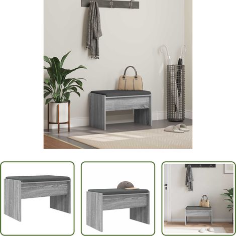 vidaXL Sitzbank - Flurbank mit Kissen Graues Sonoma 63 x 38 x 40 cm (1/5)