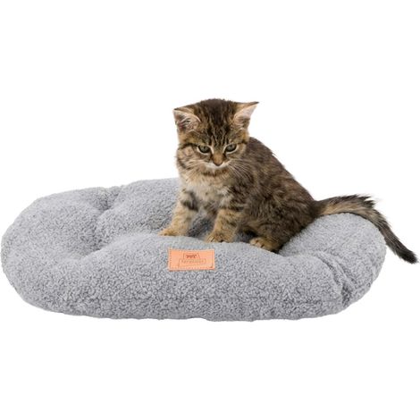 Coussin pour Petit Chien, Panier pour Chat, Tissu bouclé synthétique Lavable, Rembourrage Moelleux, Dimensions : 43 x 30 x h 3 cm. Gris. (1/5)