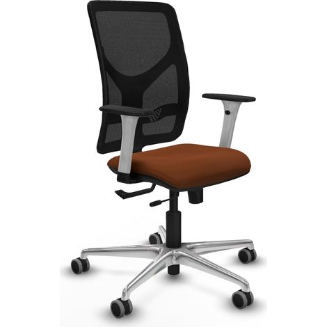 Chaise de bureau piqueras y crespo Motilla cuir marron accoudoirs blancs (1/2)