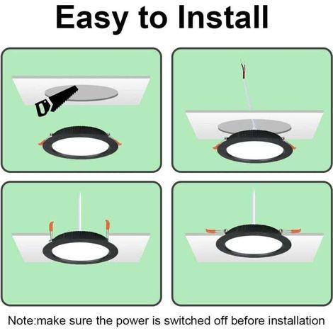 Lot de 10 Spot led Encastrable Noir Extra Plat,500LM 7W Rond Plafond Encastrés LED =50W Incandescence,Blanc Naturel 4000K,AC 220-240V,IP44,Spot Led Interieur Pour Bain,Cuisine,Salon,Couloir (1/4)