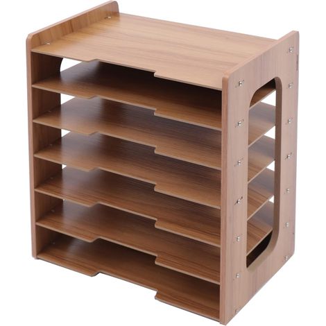 7 Ablagefächer Holz Büro Schreibtisch Organizer Briefablage Dokumentenhalter A4 Papierfach für Zuhause, Büro, Praxis (Dokumentenablage) (1/5)