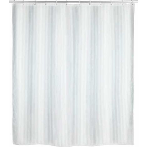 WENKO Tenda da doccia antimuffa Palais, tenda da doccia 180x200 cm, lavabile in lavatrice e impermeabile, inclusi 12 anelli per tenda da doccia in plastica bianca, 100% Poliestere, 180x200 cm, Bianco (1/5)