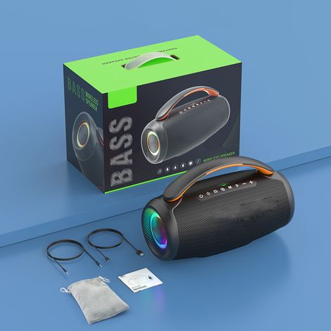 Altavoz Bluetooth Portátil 60W, Resistente al Agua IPX6 con Luces RGB y Batería 8000mAh – Ideal para Camping y Fiestas al Aire Libre (1/5)