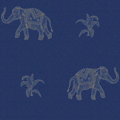 Papier Peint rouleau auto-adhésif - Eléphant qui marche - Bleu (1/5)