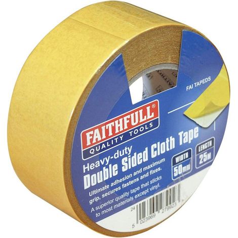 Faithfull 01345025TB Heavy-Duty Double-Sided Tape 50mm x 25m FAITAPEDS (1/5)
