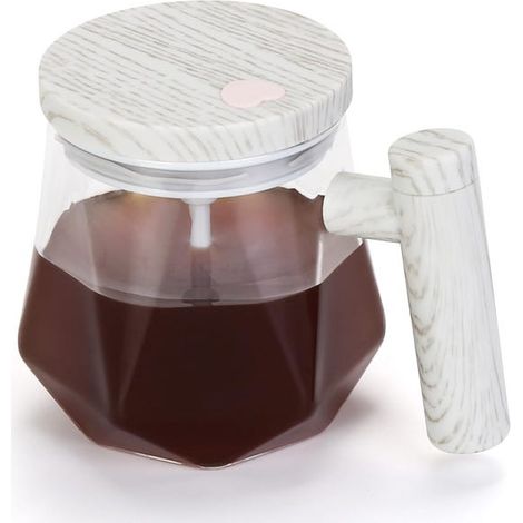 Green Mobility-Tasse à café auto-mélangeuse de 400 ml, tasse à mélange électrique en verre avec couvercle et poignée, mélange de café, lait mélangé, blanc (1/5)