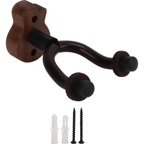 Support mural guitare en noyer noir, support fixe pour guitare acoustique électrique basse ukulélé, crochet mural robuste (1/5)