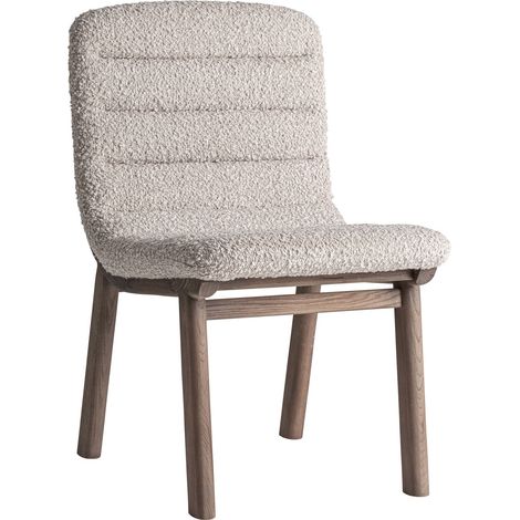 Chaise en tissu bouclé et bois clair lot de 2 - beige et brun clair (1/5)