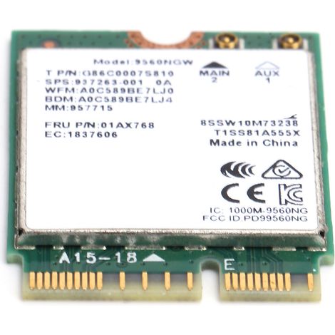 Carte WiFi M.2 Bluetooth 5.0 802.11ac 1730 Mbps avec Antennes, Adaptateur Réseau sans Fil 9560NGW (1/5)