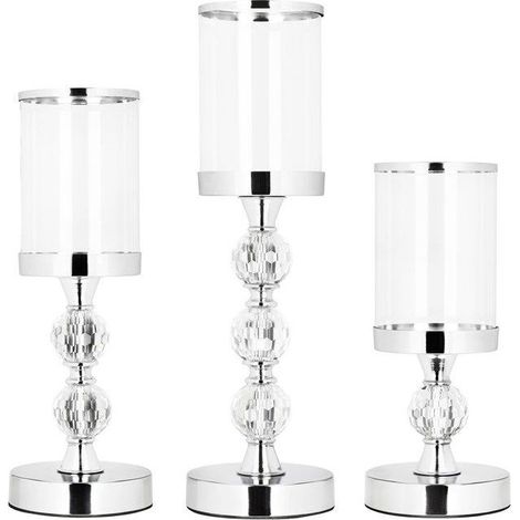 Bougeoirs - SPRINGOS - Lot de 3 - Métal - Argent - Décoration intérieure (1/5)