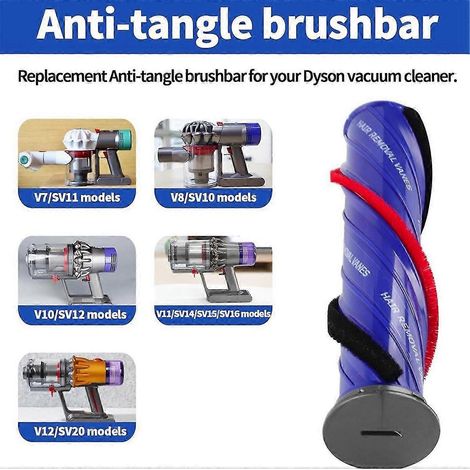 Brosse anti-emmêlement avec embout pour aspirateurs Dyson V11, V10, V8, V7, V12 Slim, SV10, SV11, SV12, SV14 et SV30 (pièce détachée) (1/4)