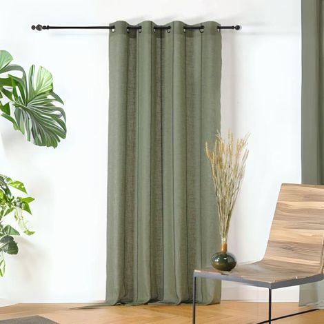 Rideau naturel chic jeanne - 145x260cm - Vert kaki (1/3)