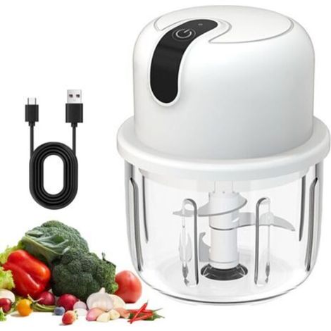 Zwiebel Zerkleinerer Elektrisch 300ml, USB Zwiebelschneider Elektrisch Klein Zwiebelhacker Knoblauch Zerkleinerer Küche Elektrischer Knoblauchschneider coupe-oignon pour Fleisch, Zwiebeln, Knoblauch (1/5)