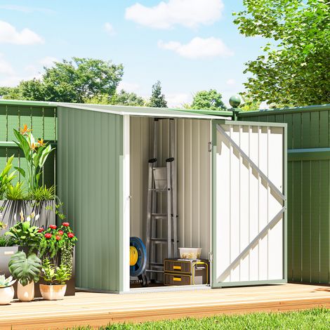 Casetta da Giardino Porta Attrezzi in Acciaio Galvanizzato con Porta, 100x104x160 cm, Verde Chiaro (1/5)