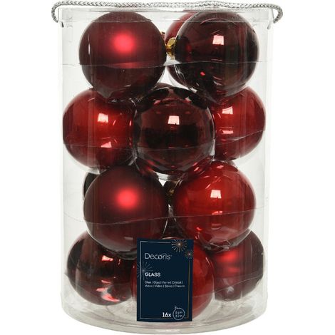 Boules de Noël en verre à suspendre 8 cm Rouge. 16 sept. (1/3)