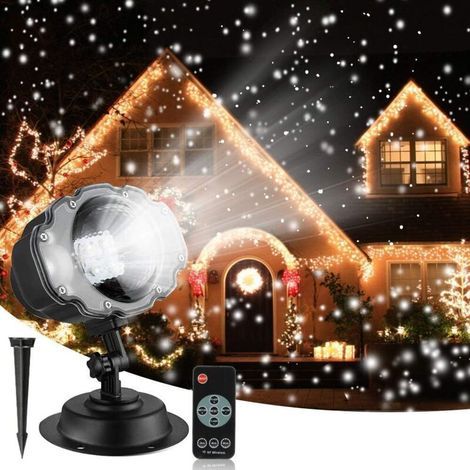 Lumières de neige LED, Projecteur rotatif de flocon de neige de Noël Lumières extérieures de neige d'intérieur avec télécommande pour le jardin de la fête d'Halloween (1/4)