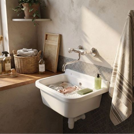 Pilozzo a muro in polipropilene bianco con portasapone 60x34x21 cm