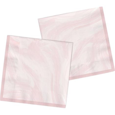 Party Vaisselle Serviette 33x33cm 20 pièces Rose marbré - Anniversaire Dîner, Enfants Party, Fête, Mariages, Baby Shower