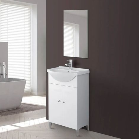 COMPOSIZIONE MOBILE DA BAGNO ""STELLA NEW"" Bianco Lucido - 50 cm