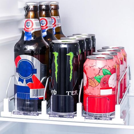 Organizador de nevera de 3 niveles, 12 latas, deslizante ajustable, 31 cm. (1/4)