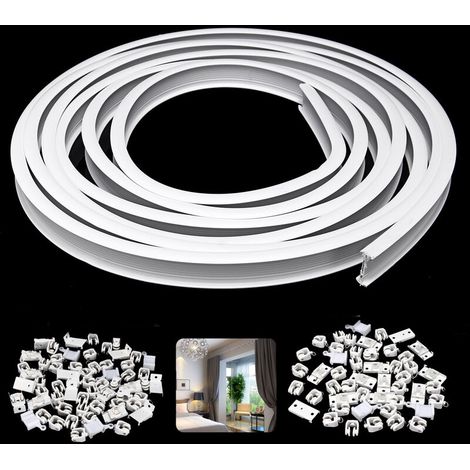 Binario per tenda pieghevole classico, binario in plastica + acciaio, L.5m, apertura centrale