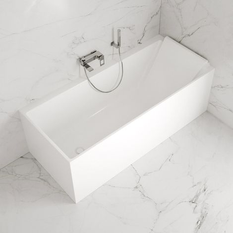 Baignoire Ilot Quantum 170 droite blanche 170 x75 x58 cm, by SPALINA