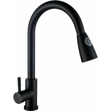 Mitigeur de lavabo Robinet mitigeur eau chaude et froide en U inox orientable 360° noir Extraire (1/5)