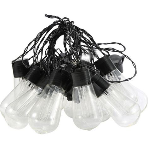 Guirlande Lumineuse Solaire 20 LED Goutte d'Eau, Décoration Extérieure Jardin Cour Fête Blanc (1/4)