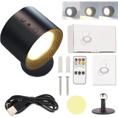 Dreifarbige, magnetische Doppelwandleuchte – geeignet für Schlafzimmer, Wohnzimmer, Flure usw. – 1 Stück, schwarz (1/5)