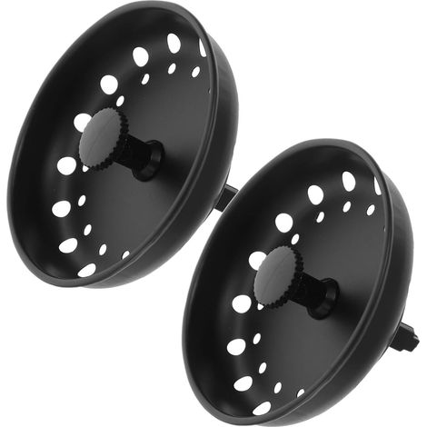 2 Kitchen Sink Drain Stoppers and Strainers in Black Steel